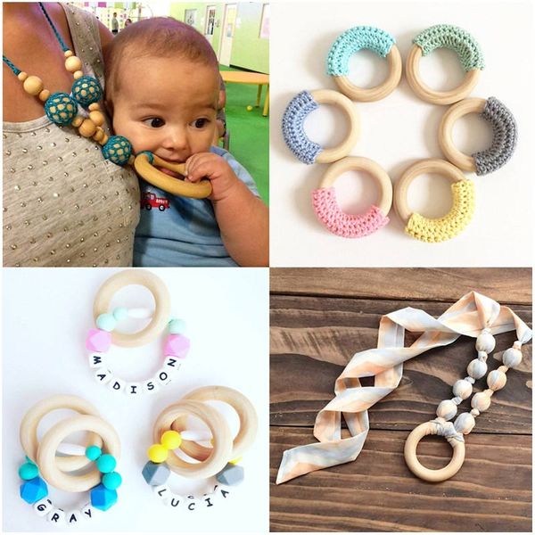 

wooden baby teething rings infant teether toy diy accessories for 3-12 month infants tooth care products