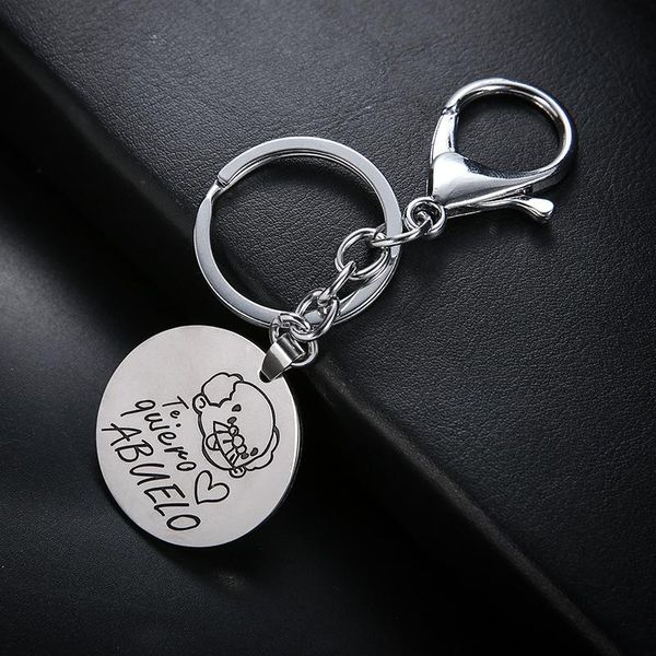 

keychains 2021 fashion lovely grandmother "te quiero love abuelo abuela" grandfather couple keychain keyring gift, Silver