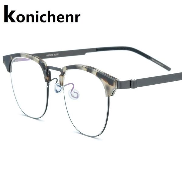 

fashion sunglasses frames konichenr titanium alloy eye glasses for men optical myopia prescription eyeglass frame women screwless eyewear 28, Black