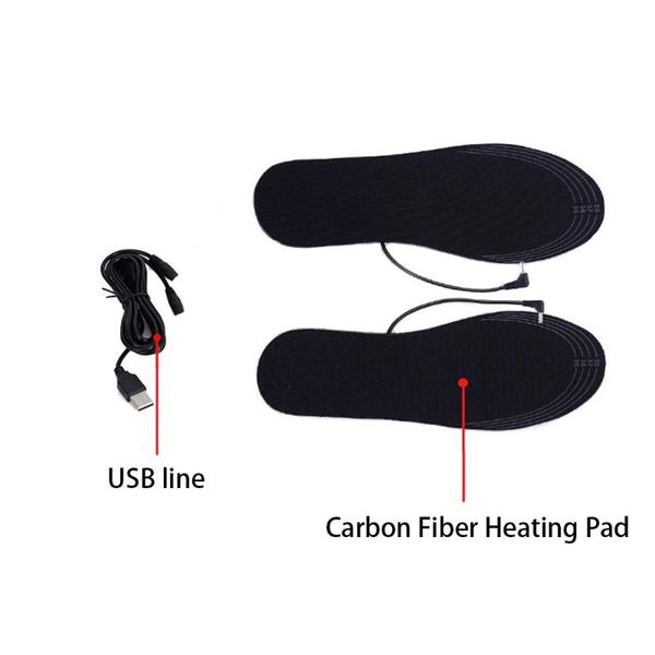 

shoes materials usb men women carbon fiber reusable comfort black foot warmer cuttable insoles winter dirt proof electric heated shoe pad