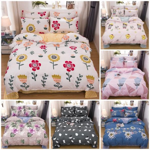 

bedding sets flower print 3/4 pcs kids set 1*quilt cover+1*sheet+2*pillowcase (twin/full//king