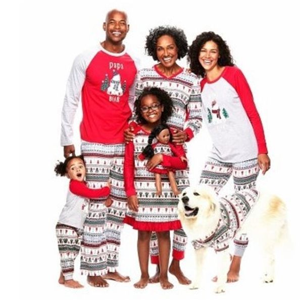 

sleepwear fashion pajamas a family of four printed housewear suit climbing, Black;brown