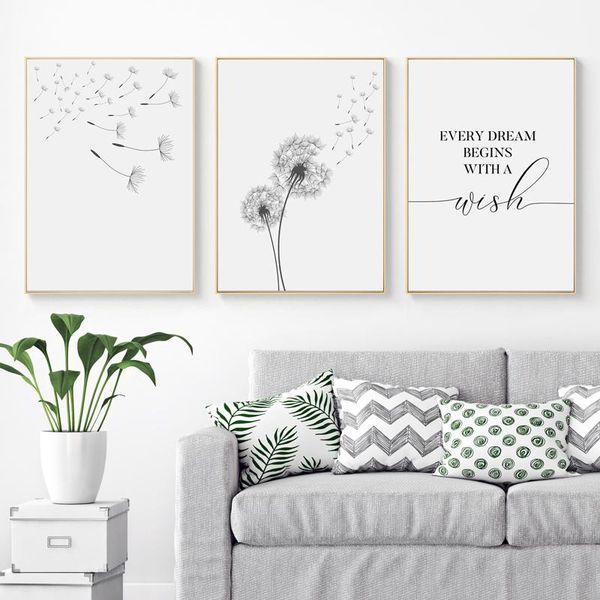 

paintings make wish dandelion poster prints nordic style wall art canvas painting livingroom bedroom nurserydecorroomdecoration