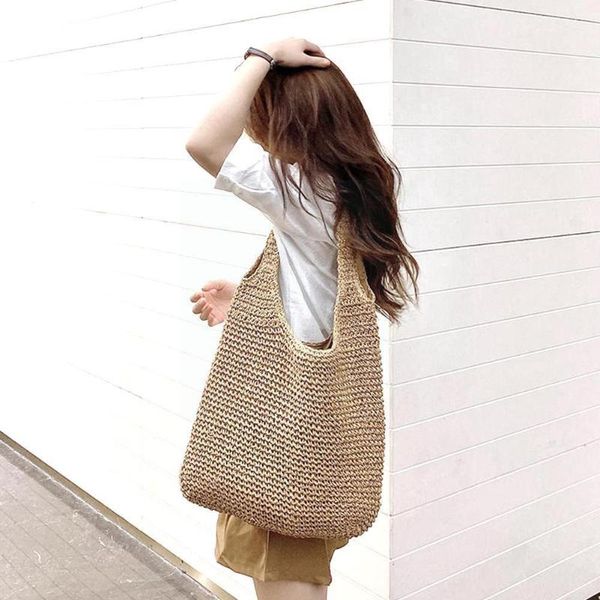 

waist bags fashion women summer one-shoulder straw woven bag beach series all-match leisure mori large-capacity hand-wov y9c3