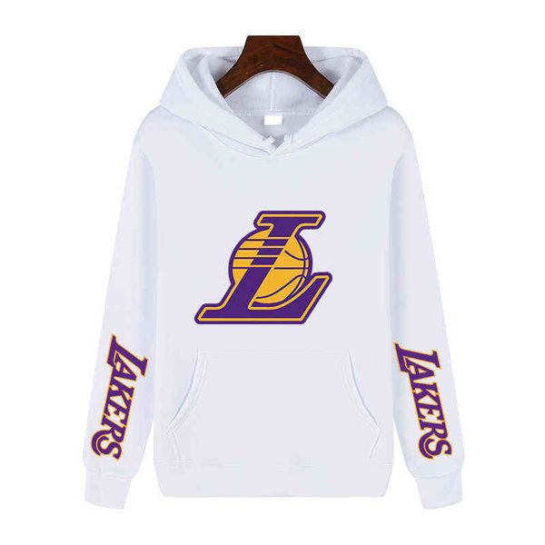 

2022 autumn and winter new lakers basketball team fans fashion printing loose hoodie outdoor sports h1206, Black