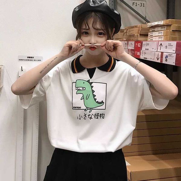 

solid color women polo shirt -2xl cotton dinosaur slim femme brand 210601, White