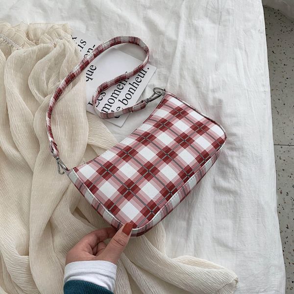 

evening bag 2021 spring and summer canvas half round saddle lattice cross chest fashion shoulder travel leisure mobile phone