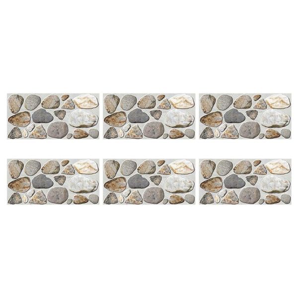

wall stickers 6 sheets of kitchen waterproof pebble texture wallpaper tile