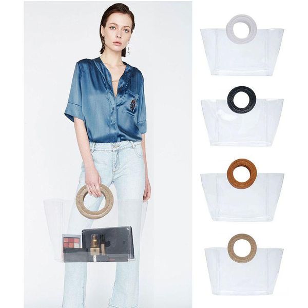 

women transparent handbags fashion beach bags summer casual m68c shoulder