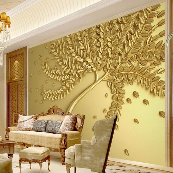 

wallpaper for bedroom walls 3d golden luxury tree embossed large murals wallpapers