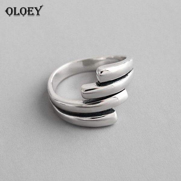 

cluster rings oloey 100% solid 925 sterling silver ring multi-layered interlaced lines wide adjustable women korean fine jewelry ymr790, Golden;silver