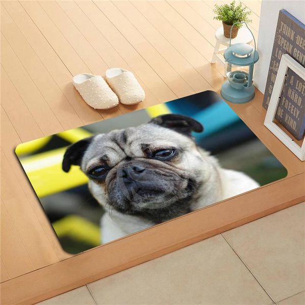 

carpets w620#6 custom pug puppy pet dog watercolor painting doormat home decor door mat floor bath mats foot pad f-#5