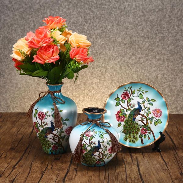 

vases 3pcs / set jingdezhen ceramic vase vintage chinese style animal fine smooth surface home decoration furnishing articles j