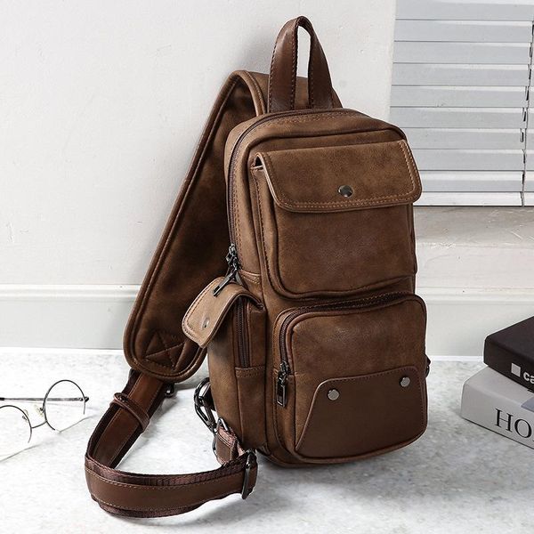 

style men chest bag fashion men's casual shoulder hide substance satchel back waist bags
