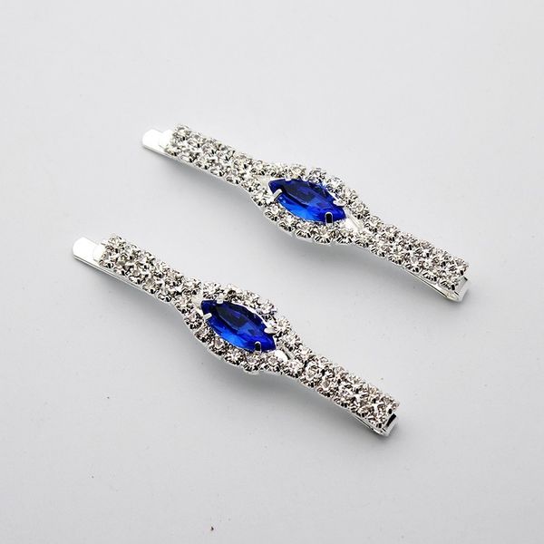 

12 pcs fashion wear luxury blue crystal barrette diamante clip rhinestone hairgrips for women jewelry accessories, Golden;silver