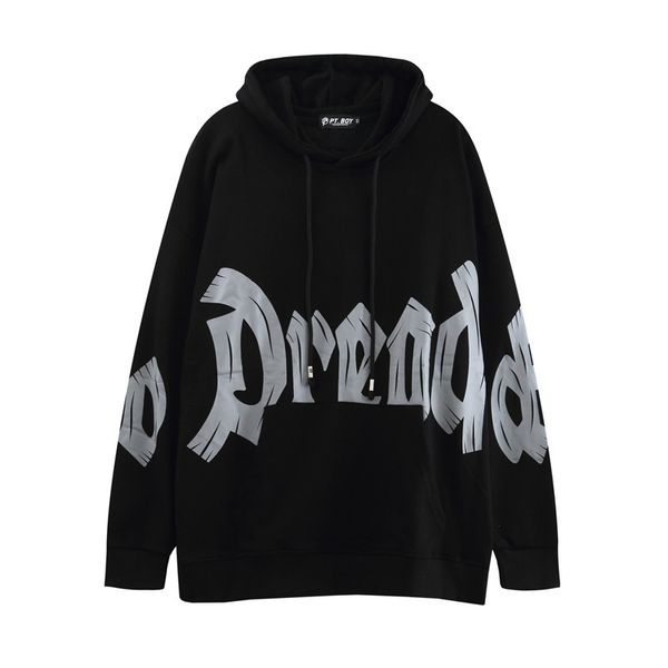 

chaopai high street printed large hooded sweater autumn and winter couple oversize hip hop hoodie, Black