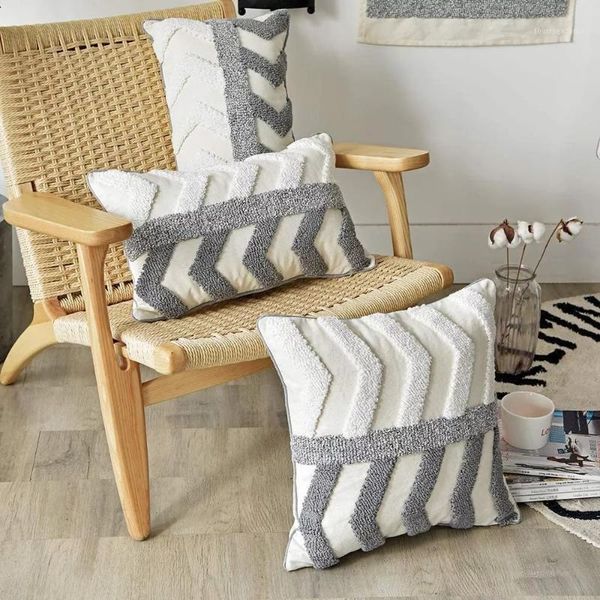 

cushion/decorative pillow embroidery tufted boho cushion cover 45x45cm/30x50cm decorative grey lvory morroccan style pillowcase for home1
