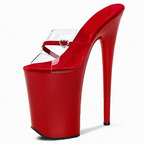 

super high heeled shoes 20cm thick platform nightclub pole dancing women's slippers 8 inches trend fetish novelty, Black