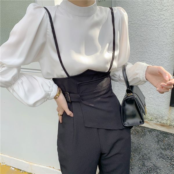 

2011wide-leg pants women fashion high waist elegant ol overalls straps straight jumpsuits suspenders casual loose pants trousers, Black;white