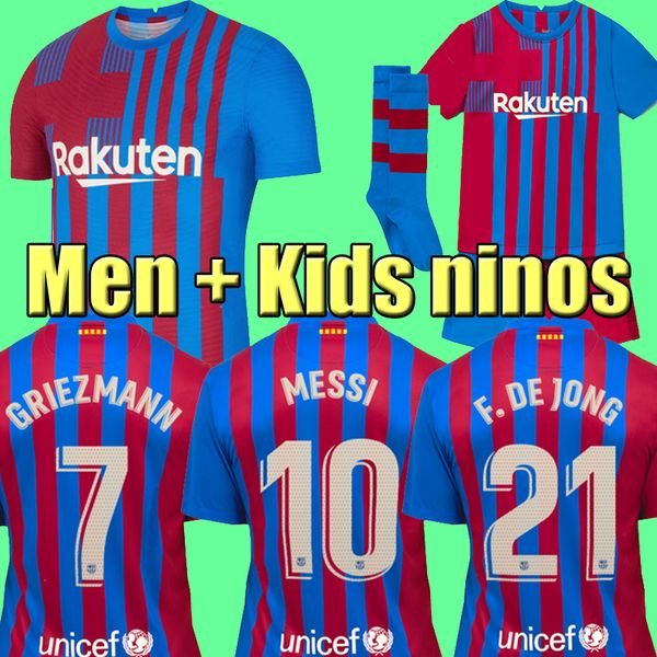 

21 22 Camisetas de football MESSI Kun Aguero Barcelona soccer jersey BARCA FC ANSU FATI 2021 2022 GRIEZMANN F.DE JONG DEST PEDRI kit shirt men kids sets sock, Away kids