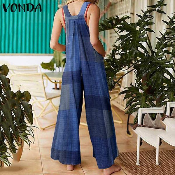 

womenoveralls summer jumpsuit 2021 female sleeveless rompers casual long pants trousers vintage printed playsuits plus size, Black;white