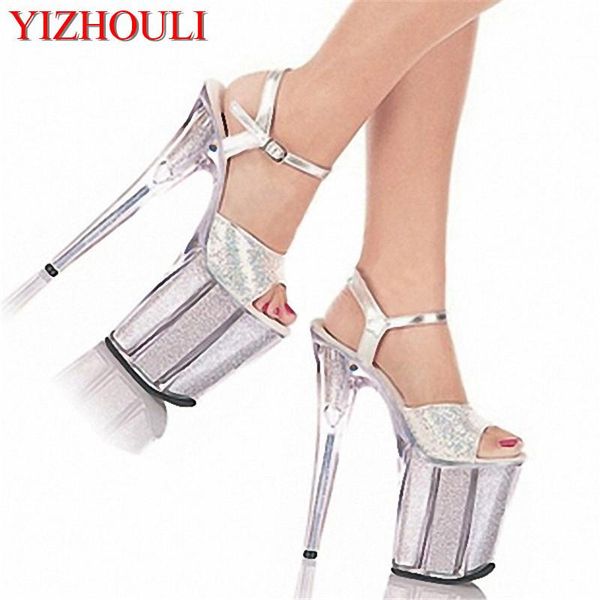 

hong kong and taiwan silver particles gree, 20cm elegant color star performance stage high heel sandals, Black