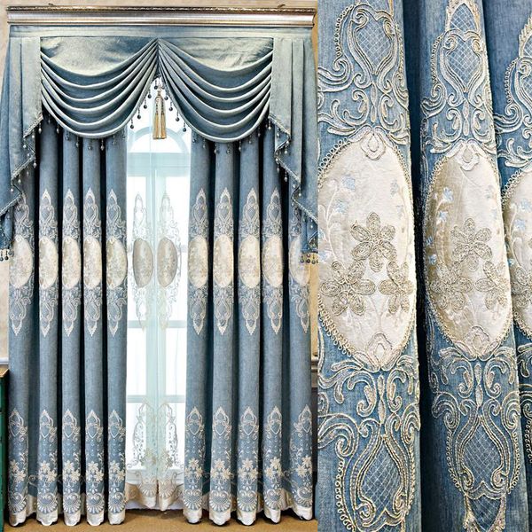 

curtain & drapes 2021 thickened european-style chenille embroidered curtains for living dining room bedroom window