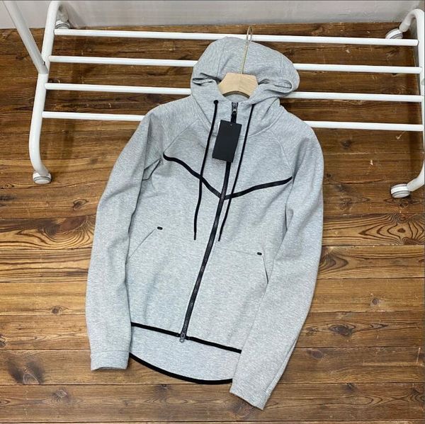 

new autumn winter large size men's hoodie sportswear tech fleece windrunneor fashion leisure sports jacket running fitness t coat, Black