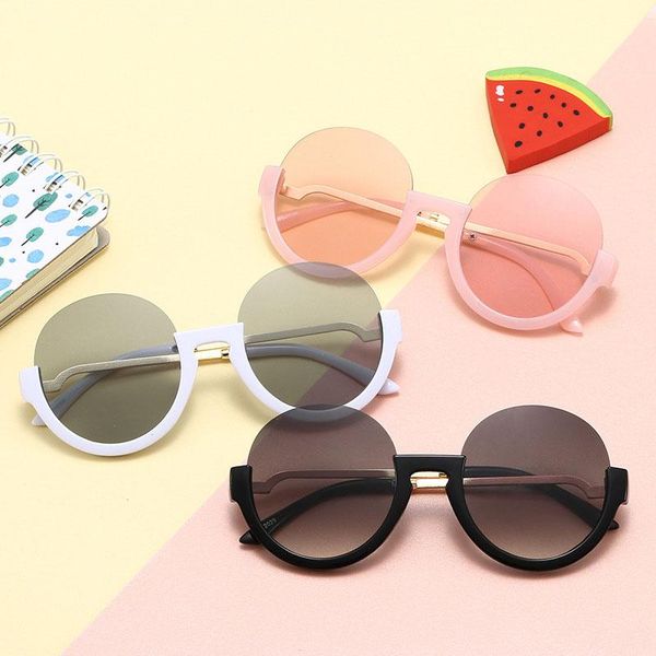 

classic trend half frame round children's sunglasses bays girls outdoor sports travel plastic sun glasses baby kids shades 2021, Blue