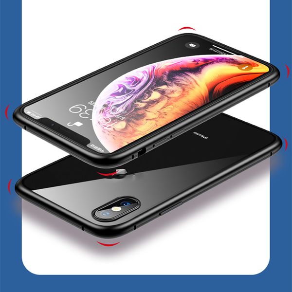 Случаи для мобильных телефонов Подходит для iPhone13 XSMAX Мобильный телефон Оболочка Металлический Магнитный Всасывающий Двусторонний Магнито Стекло 8 Анти-Осень Защитная крышка