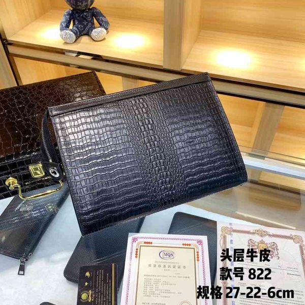 

handbag 2021 fashion spirit guy men's leather clip bag trend, Black;red