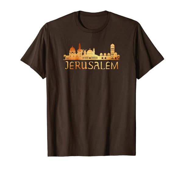 

jerusalem skyline silhouette souvenir t-shirt, White;black