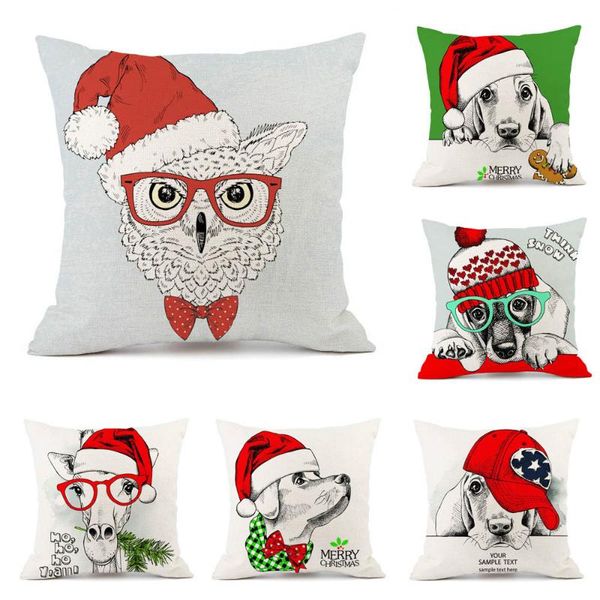 

cushion/decorative pillow christmas dog animal pillowcase cotton and linen cushion without core printing 45*45cm