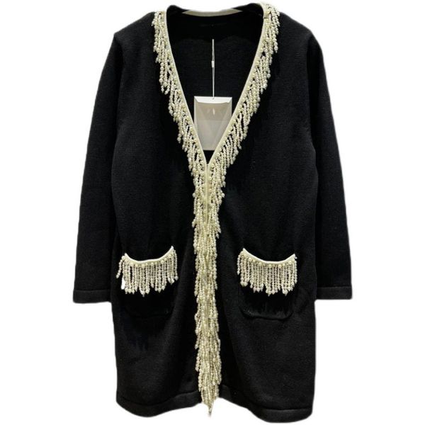 

1112 2022 milan runway spring brand same style sweater short sleeve cardigan v neck fashion black striped clothes womens zheyang, White;black