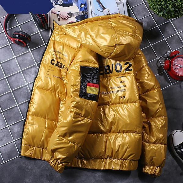 

1men's down jacket slim and shiny thickening, Black