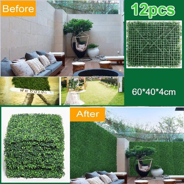 

40*60cm artificial boxwood panels privacy synthetic balcony fencing ivy fence wall home grass for outdoor garden decor decorative flowers &