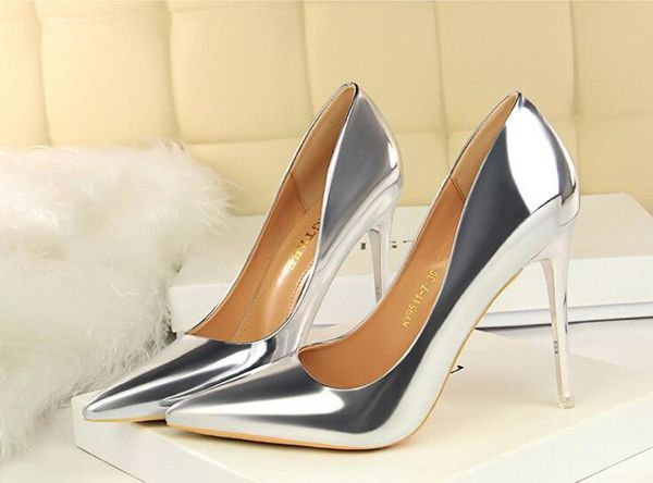 

high heels patent leather shoes woman pumps party office ladies wedding shoes stiletto pointed women heels, Black