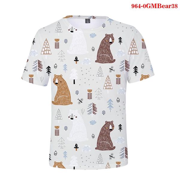 

men's t-shirts fashion t-shirt the bear animal printed 3d t shirt streetwear summer shirts plus size kawaii clothing, White;black