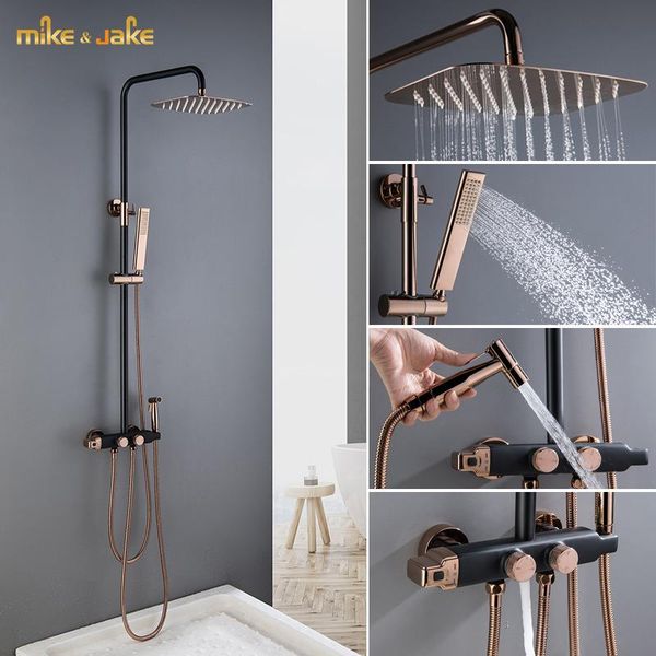 

rose black shower set thermostatic wall mixer luxury bathroom red bathtub & cold tap sets