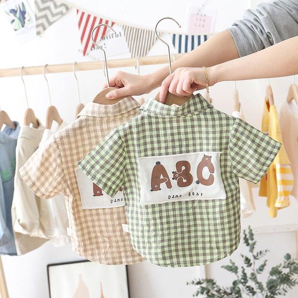 

children boys/girls shirts kids short sleeve baby causal clothing plaid tee blouses 1 2 3 4 5 years, White;black