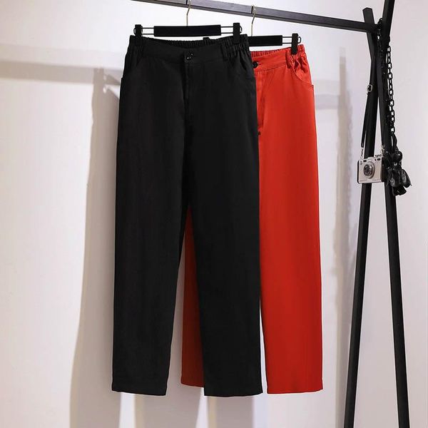 

women's jeans early autumn daddy pants women plus size waist 105-145cm hip 153cm 5xl 6xl 7xl 8xl 9xl thin loose cotton black red, Blue