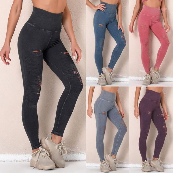 

women's leggings 2021 cargo pants women fashion slim high waisted stretchy skinny broken hole pencil solid color streetwear trousers wo, Black