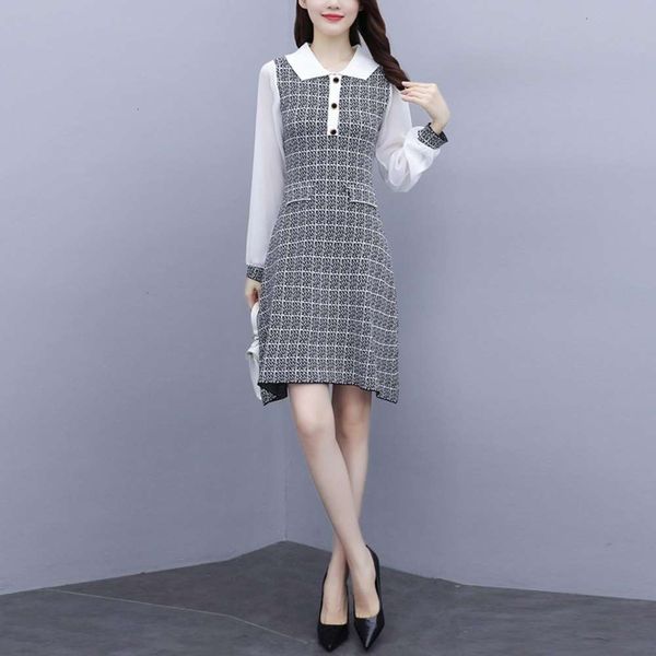 

casual dresses dress women autumn loose cover belly show thin french skirt foreign style age reduction 4rpy, Black;gray