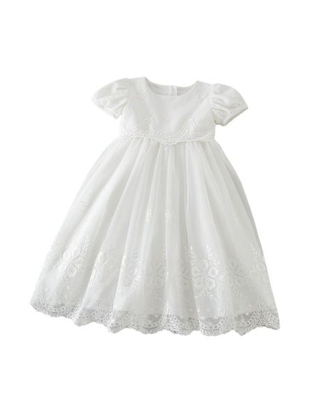 

baby girls christening outfit floral embroidered baptism dress gown with bonnet 2 pcs clothes set beanie cap chin strap girl's dresses, Red;yellow