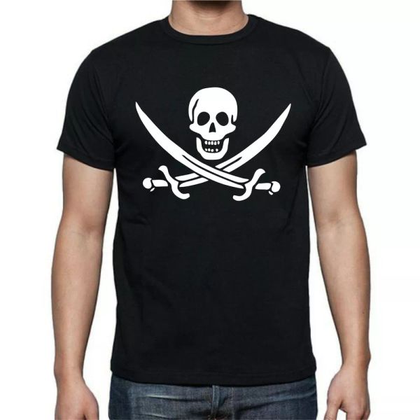 

Skull Pirate Sword Knife T shirt tee, White;black