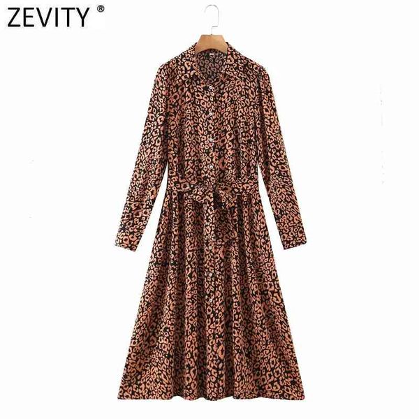 

zevity women vintage leopard print bow tied sashes shirt dress chic female long sleeve casual vestido clothing ds4911 210419, Black;gray