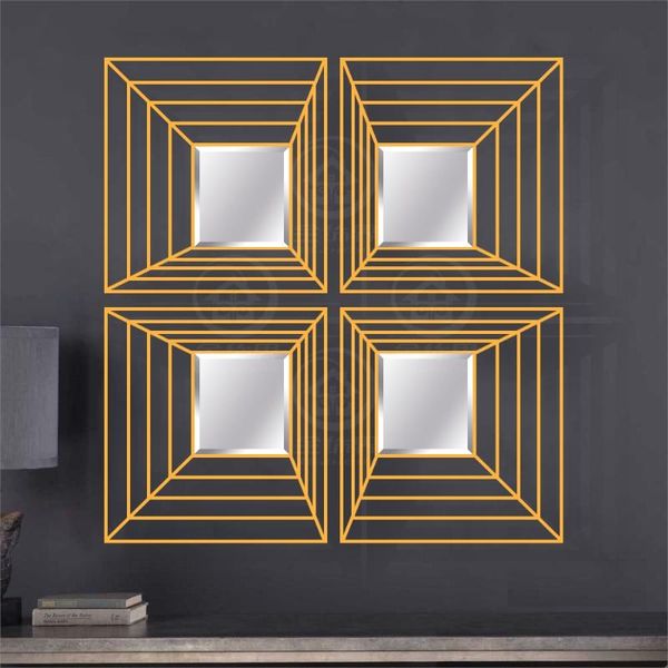 

mirrors square wall mirror metal art abstract decor sets set of four
