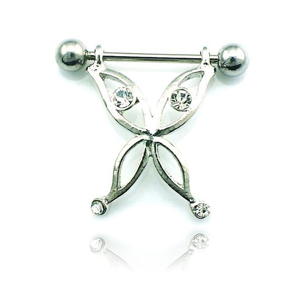 

silver pole surgical steel butterfly nipple rings for women body jewelry