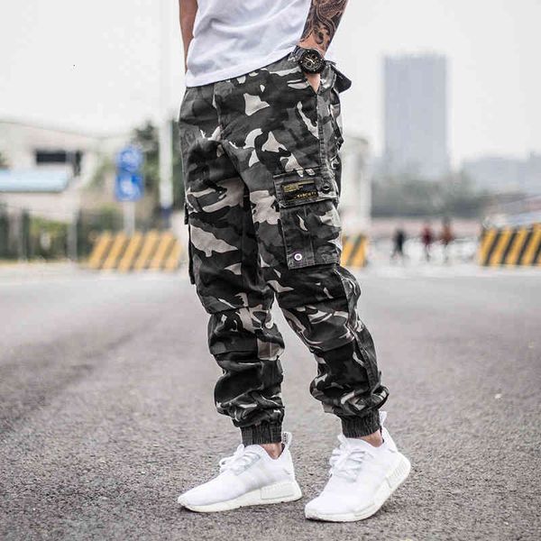 

jeans fashion streetwear men jeans loose fit camouflage big pocket casual cargo pants military style hip hop joggers wide leg trousers x3da, Blue