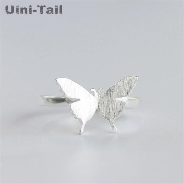 

cluster rings uini-tail classic simple 925 sterling silver brushed butterfly opening ring female fashion trend cute sweet jewelry, Golden;silver